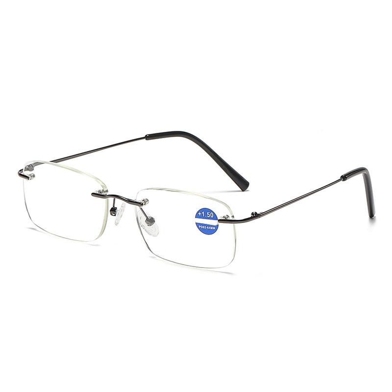 3512 Slim Custom Women's Eyewear Blue Light Blocking Technology Rimless Blue Reading Glasses for Presbyopic Old People