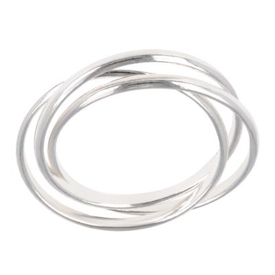 Silver Wedding Band 'Trio' Silver (rhodium) - 2 Mm