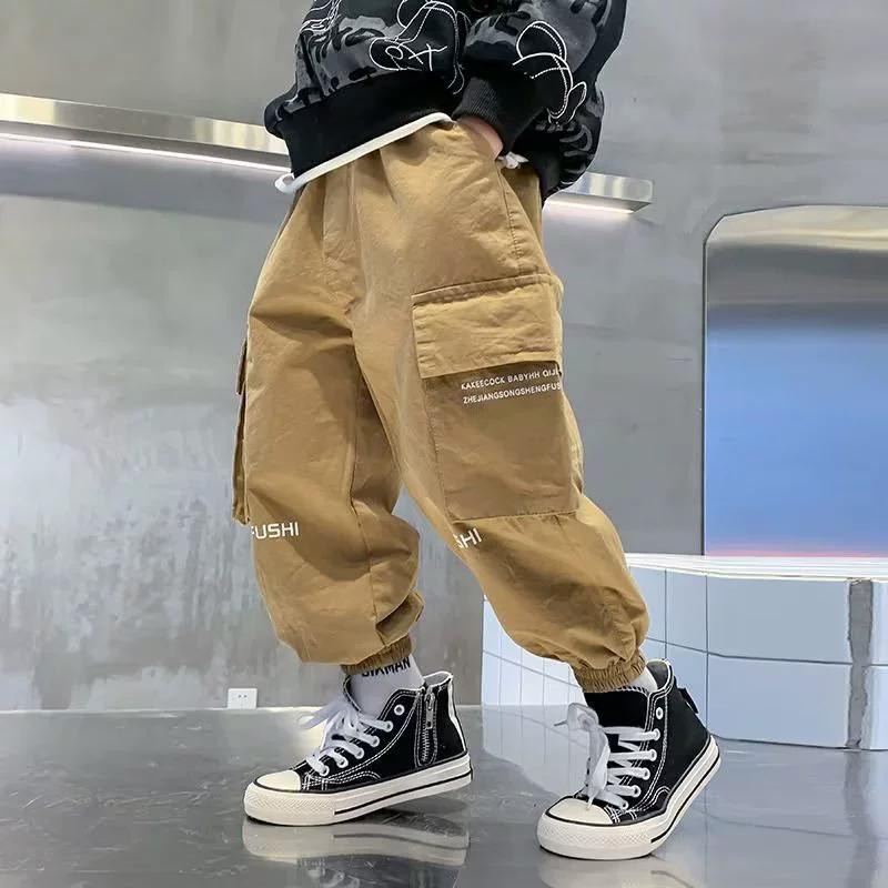 Spring Autumn Boys' Cargo Pants Casual Long Style Trousers Kids Joggers Children Sport Outdoor Pants