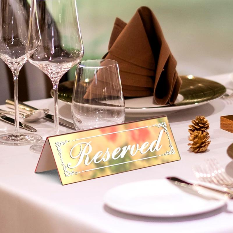 1/5/12Pcs/Pack Reserved Table Signs Wear-resistant Wedding Waterproof Acrylic Guest Reservation Gold Reserved Signs