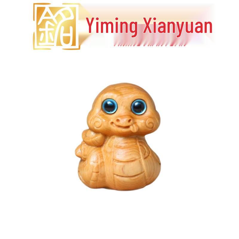 Cypress Wood Chubby Snake Ornament - Zodiac Snake Handheld Decoration