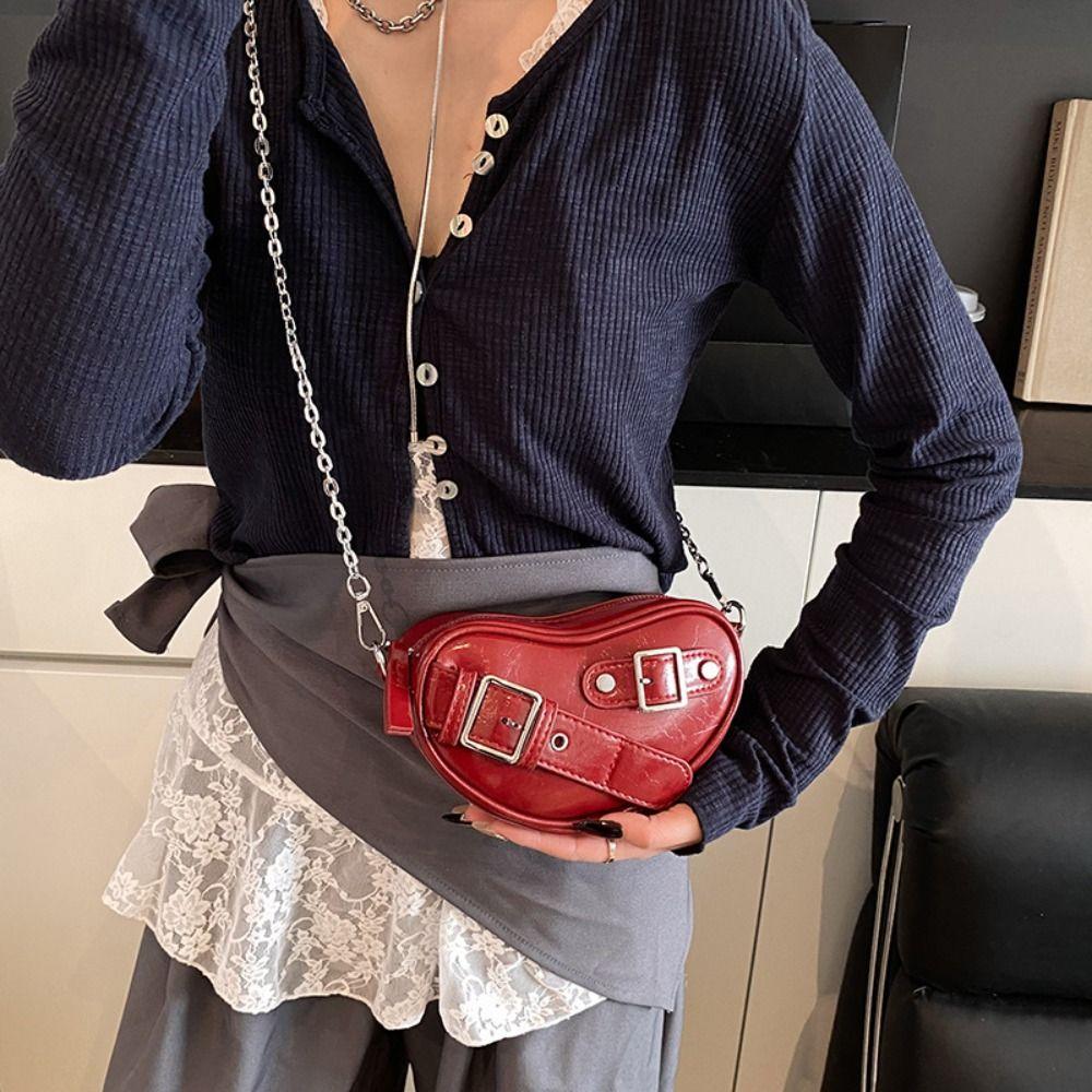 Designer Heart Cross Bag Y2k PU Leather Bag Fashion Heart Shoulder Bag  for Women