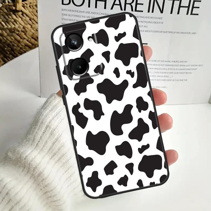 White Black Cow Print For Realme GT7 Pro GT6 C75 C61 C67 C63 C71 C55 C51 C65 C53 10 11 12 13 14 15 Pro Plus Case