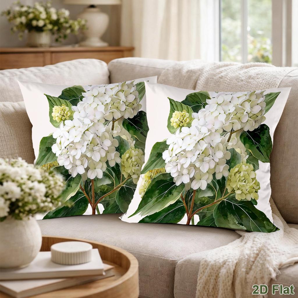White Hydrangea Pillow Cases Soft Pillow Covers for Home Bedroom Sofa Flower Cushion Covers Birthday Party Baby Shower Supplies