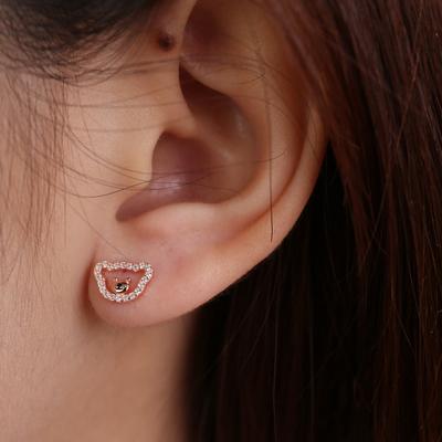 Diamond Hollow Bear Earrings for Women  Korean Style  Simple  Compact and Cute Earrings  New Style Trendy