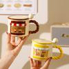High Value Cartoon Mug Home Drinking Water Cup Office Ceramic Coffee Cup Cute Couple Water Cup with Lid Spoon