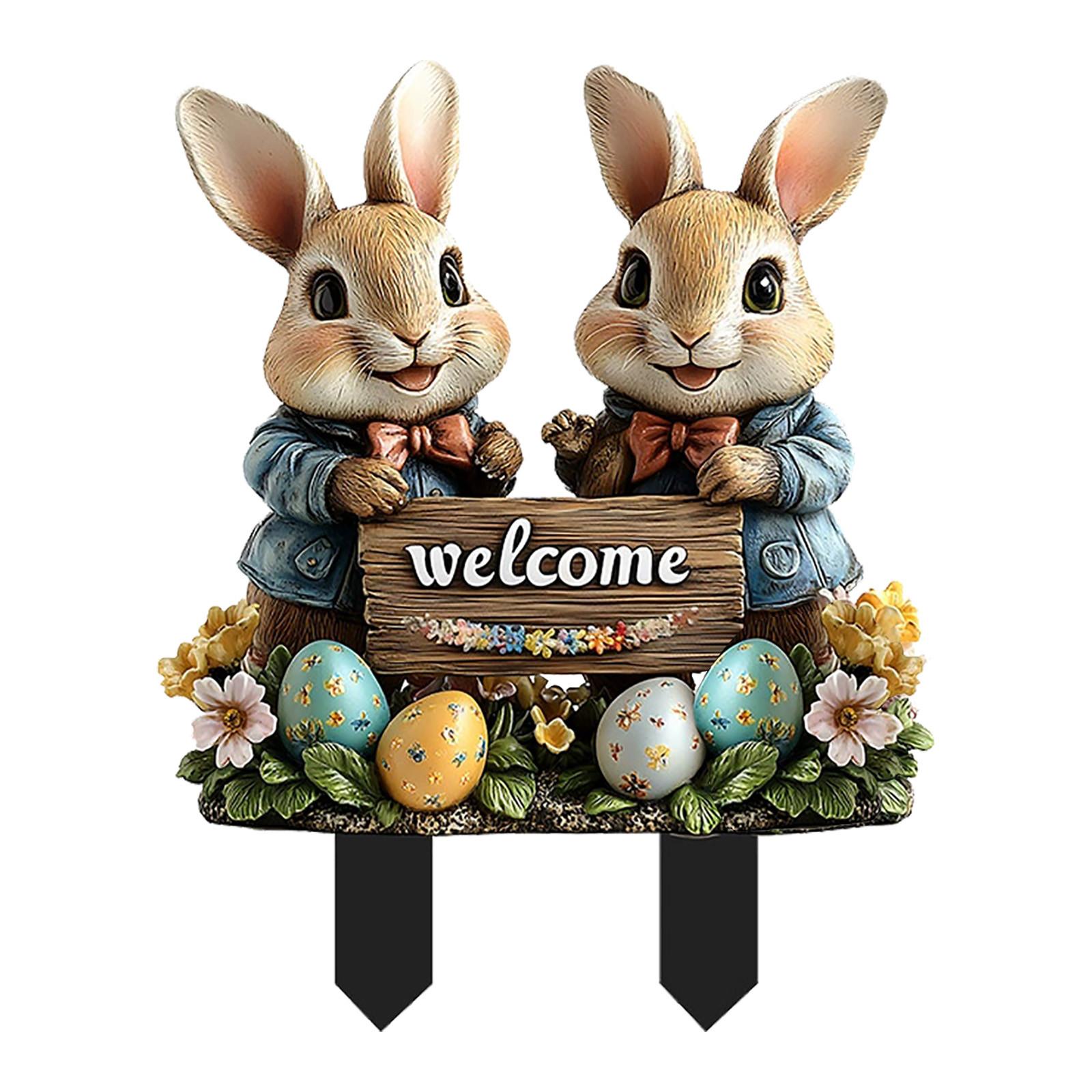 Easter Garden Stake Welcome Easter Garden Stake Garden Easter Garden Stake Vintage Easter Easter Egg Garden Signs Gnome Holder (as the picture,One Size)