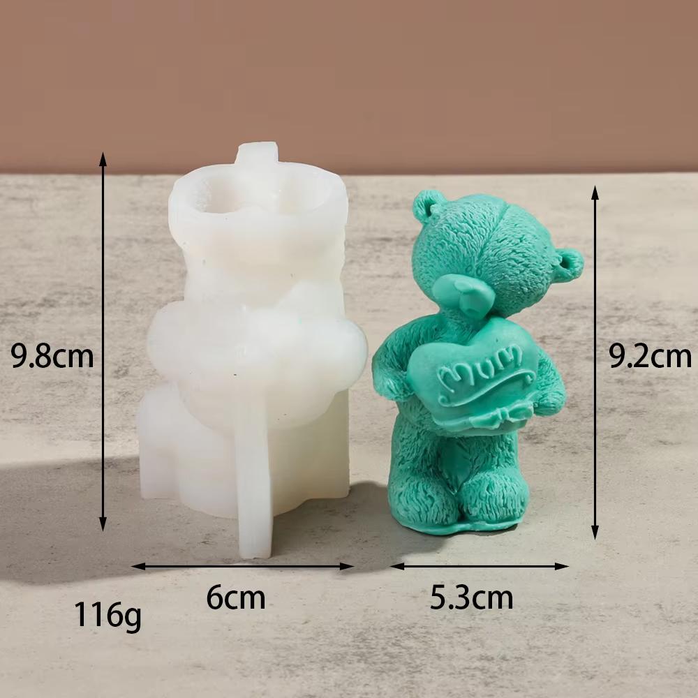 DIY New Cartoon Bear Candle Silicone Mold Bear Dad Bear Mom Aromatherapy Gypsum Pendant Cake Baking Tool Birthday Party Gift