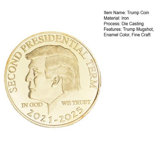 Trump Mugshot Golden Proof Coin Utstansede Trump-samleobjekter Minnesmynt Dobbeltsidig Fine Craft Suvenir Coin