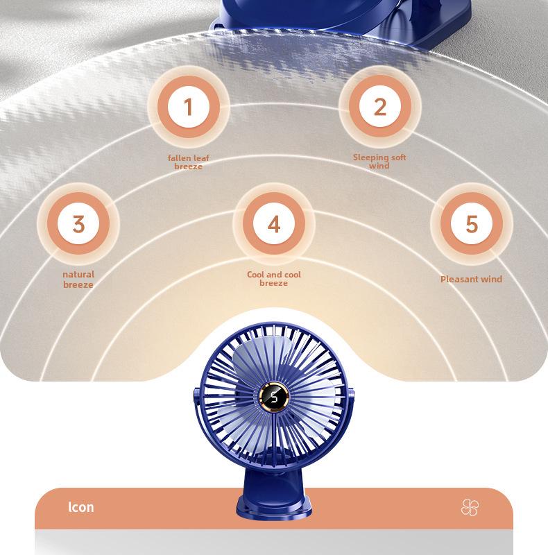 Mini USB Wiederaufladbarer Clip-On Tischventilator für Studentenwohnheime und Zuhause