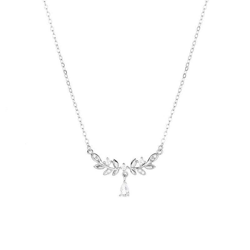 Elegant Women s S999 Sterling Silver Laurel Wheat Ear Necklace - Luxury Pure Silver Clavicle Chain Pure Silver