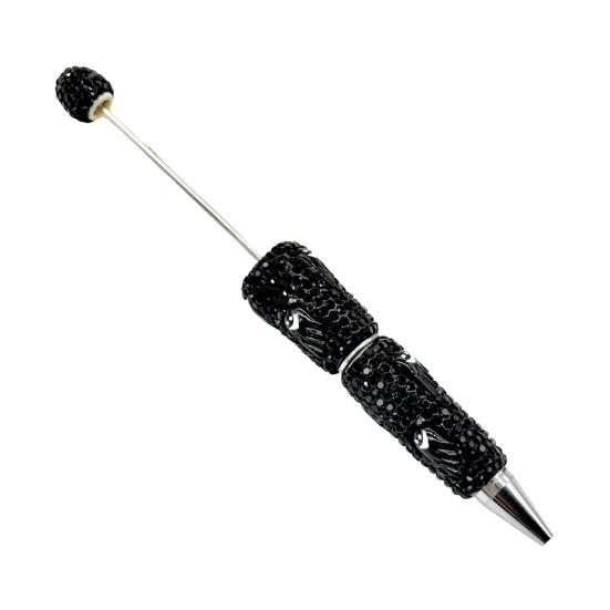 Rhinestone Writing Pen Beadable Pen, Glitter Plastic Beaded Halloween Pumpkin Ghost Skull Decorative Gel Ink for DIY Craft Making, School Office