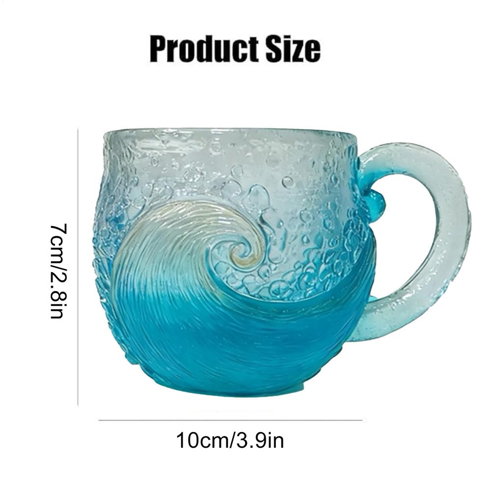 Beach Mug Sea Glass Wave Cup Ocean Themed Coffee Cup Sea Theme Water Tea Cup Coffee Glass Mug for Workplace Travel Bar