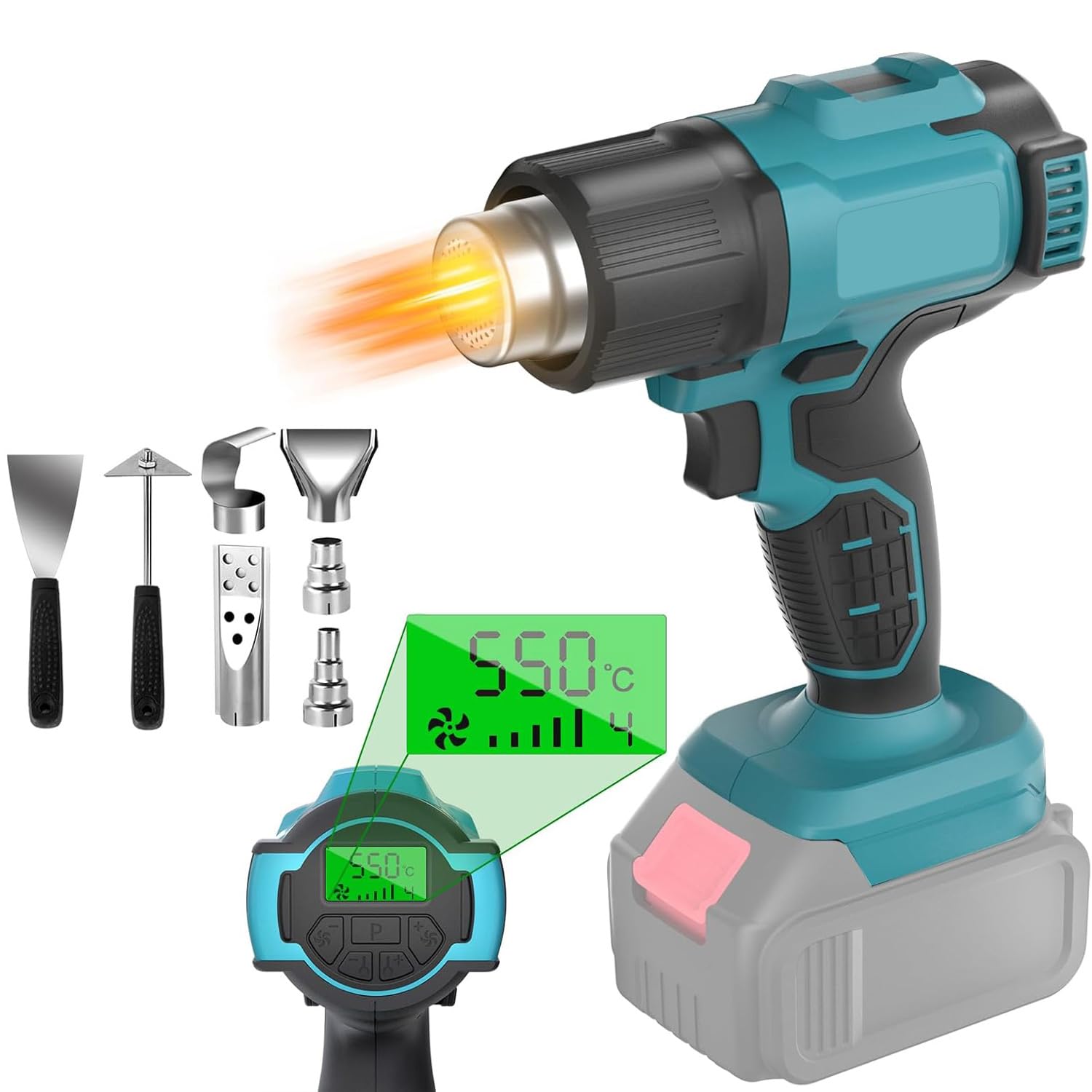 

Makita Compatible Cordless Rechargeable Heat Gun with LCD Airflow Temperature 7 Compact Hot Air Gun for Rapid Heat DIY PVC and Resin Paint and Makita