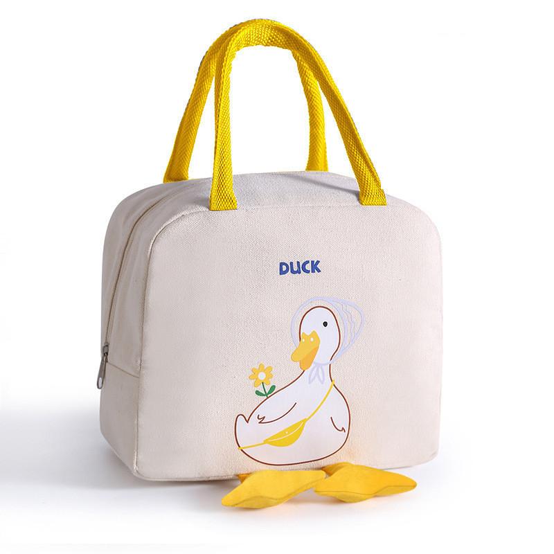 Fashionable Yellow Duck Bento Bag Polyester Cartoon Fun Lunch Bag For Students And Office Workers