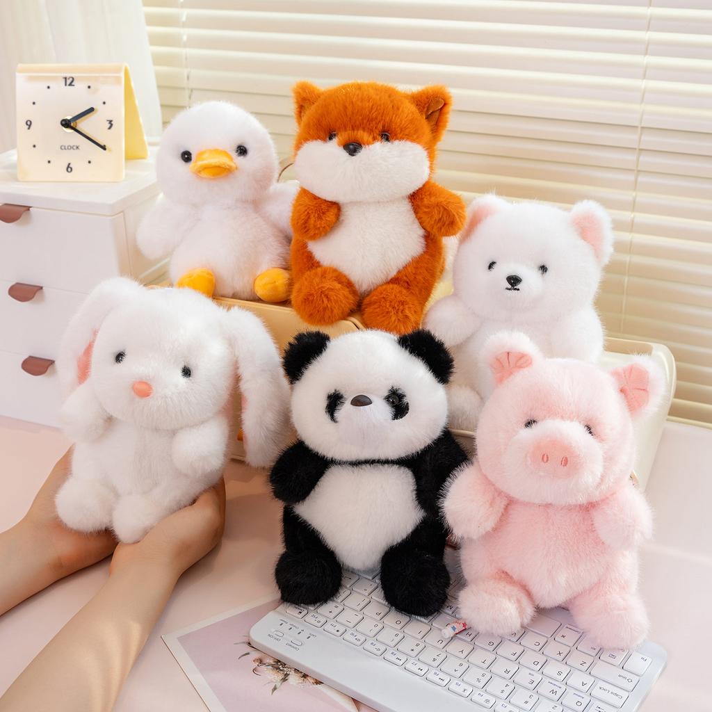 Hot Sale Cartoon Pocket Pets Plush Toys Stuffed Duck Panda Mouse Piggy Fox Otter Doll Mini Desktop Mini Animals Pretty Gift