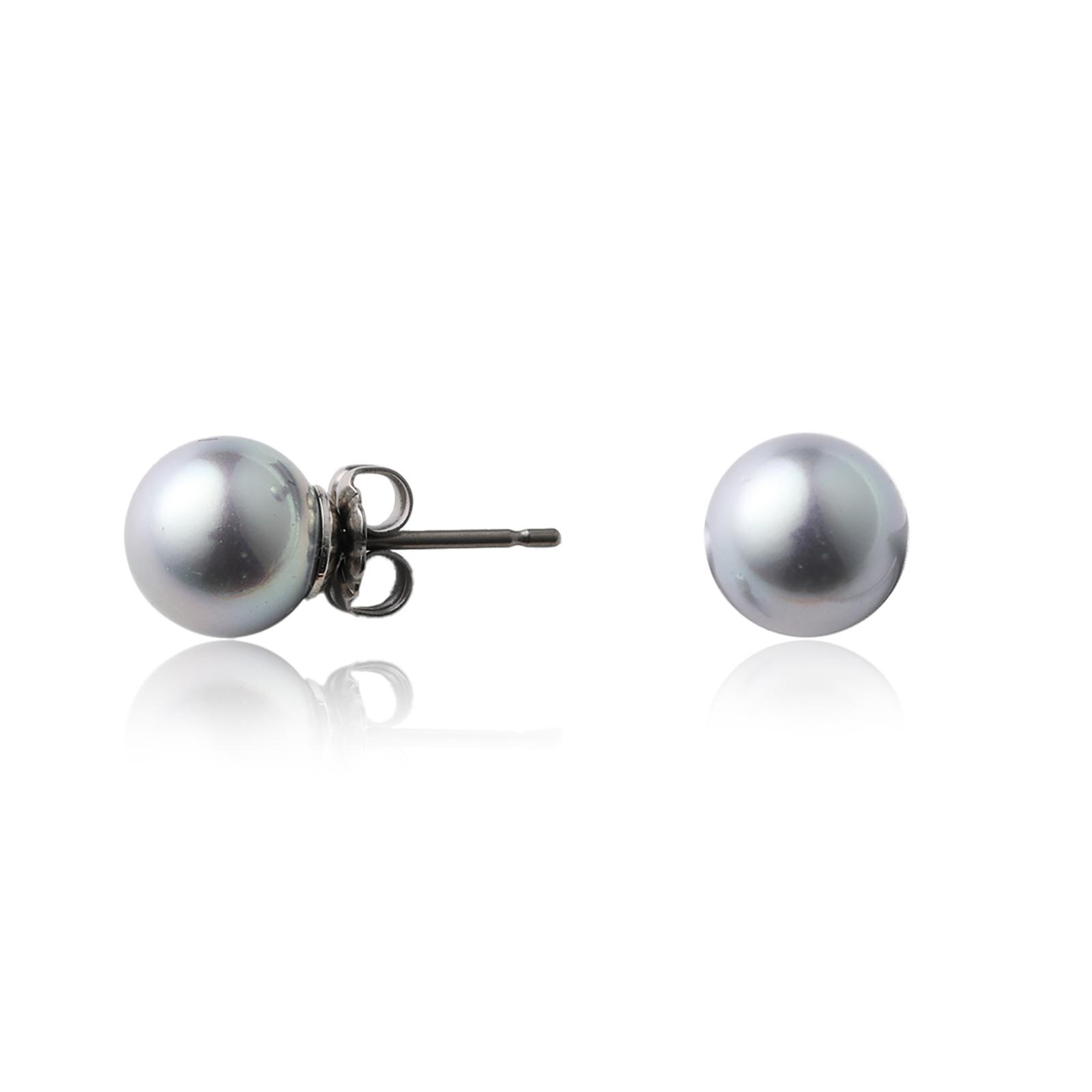 

Japanese Artificial Pearl Stud Earrings 8mm Gray ALP02-8mm