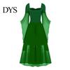 Wave Collar Dress Vinatge Women Irregular Horn Sleeve Solid Color A-line Big Hem Slim Square Neckline Waist Pleated Lace-up Strap Medieval Halloween