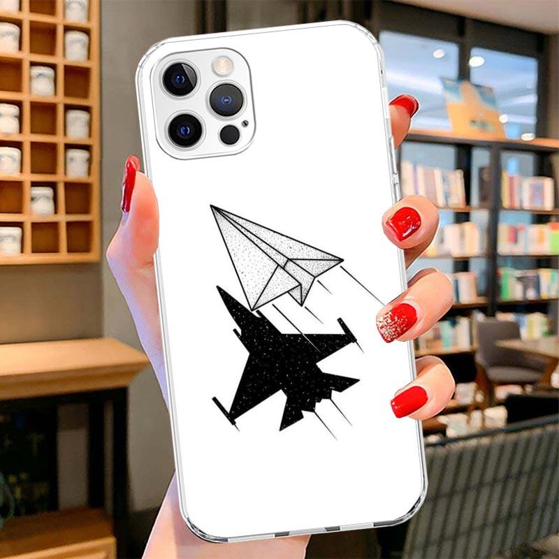 Paper Plane Airplane Fly Cover Phone Case For iPhone 16 17 Air 15 14 Pro Max 16E Phone Case 13 Mini 12 11 7 SE 8 Print Pattern F