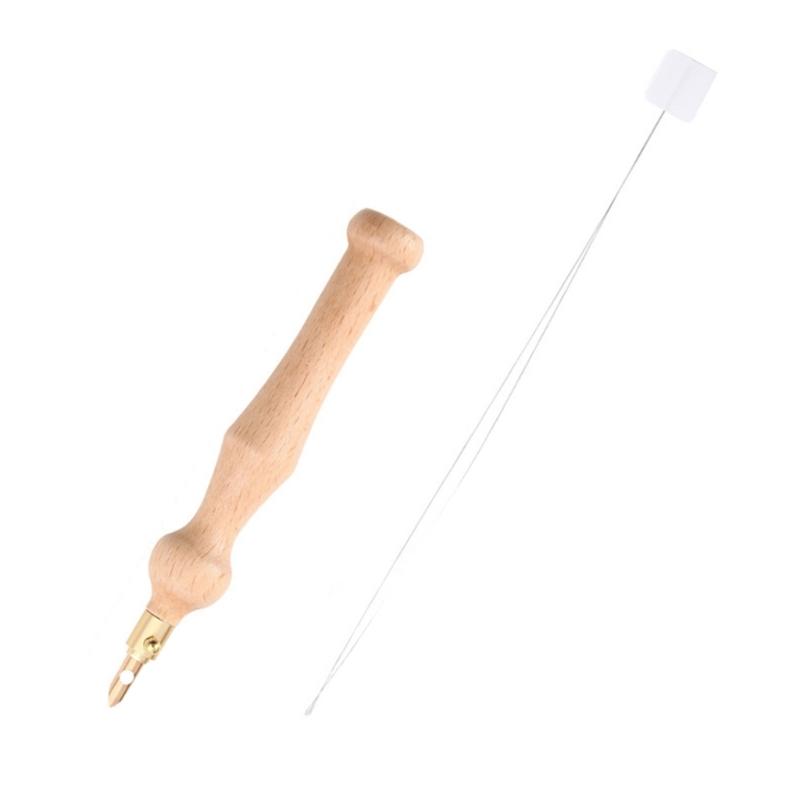 

Wood Handle Punching Needle Embroidery Pen with Needle Threader Wood Handle Embroidery Pen for Embroidery Project 1