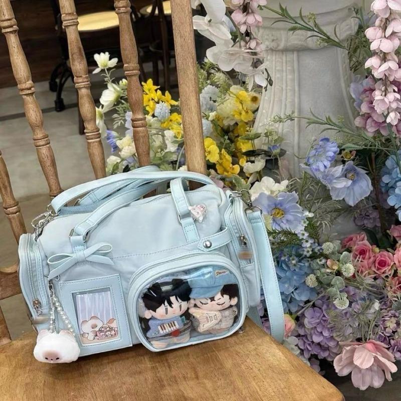 Original Two-dimensional Baby Bag, Girls' Transparent Tote Bag, Commuting Large-capacity Shoulder Messenger Bag, Boston Pain Bag Tide
