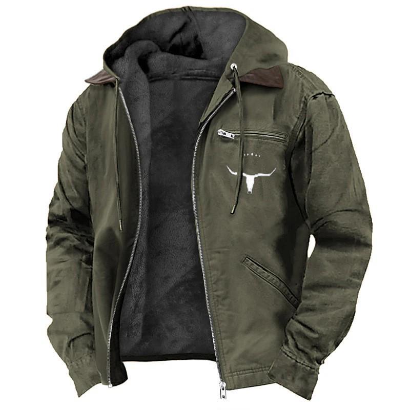 2025 European & American Men's Retro Hooded Zipper Jacket - Trendy, Casual & Versatile