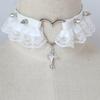Gothic Lace Choker Crossed Charm Choker Necklace Heart Charm Choker Necklace Statement Jewelry for Girl Cosplay Parties