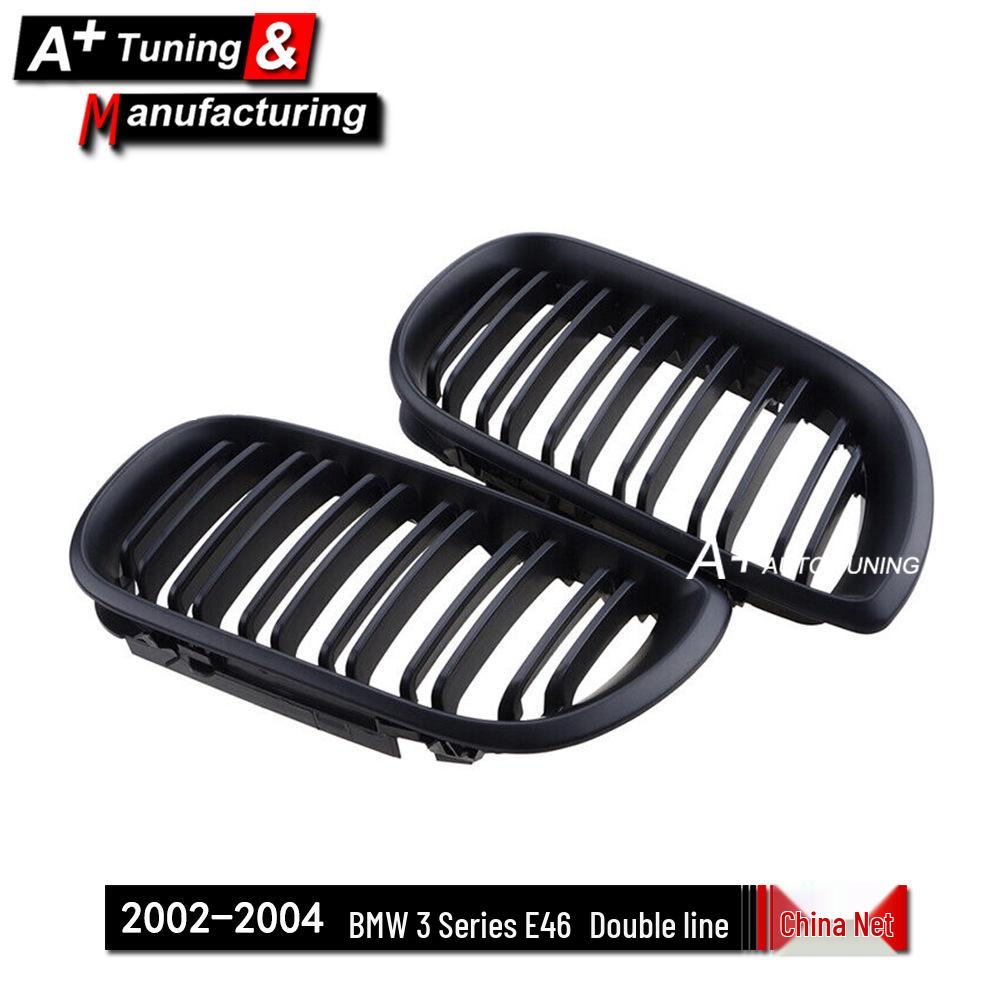 Doppelstreifen-Kühlergrill in Mattschwarz für BMW E46 3er (2002–2004, 4-türig)