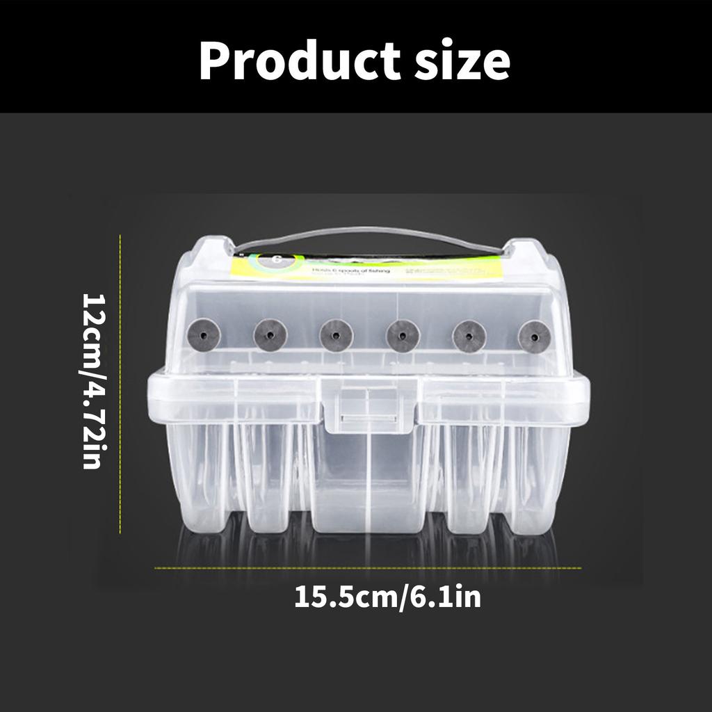 Fishing Line Storage Box 6 Slots Fishing Line Case Clear Fishing Line Organizer 6 Compartments Fishing Tackle Line Box