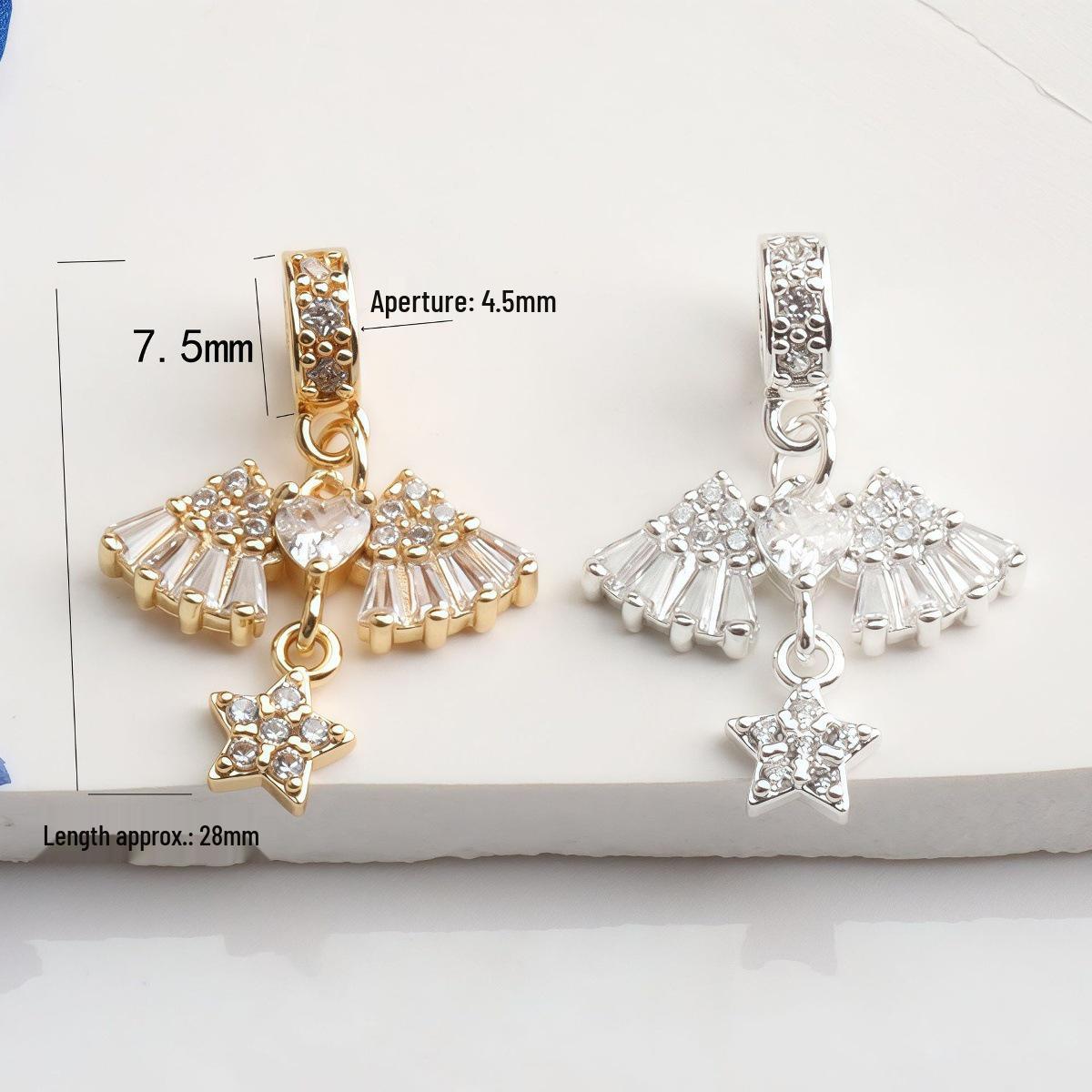 Позолоченная 14K золотом цепочка с подвеской из циркона, бусины-разделители для изготовления браслетов и подвесок для ожерелий.