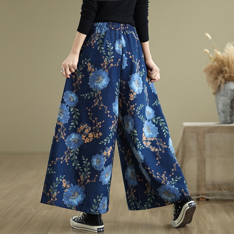 Dimanaf 2025 Spring Jeans Women Elastic Basic Long Pants Loose Casual Denim Blue Wide Leg Pants Casual Trousers Plus Size Pants