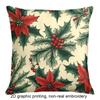 2D Flat Print 1 Holiday Holly Berry Pattern Design Double-Sided Printed Christmas Pillow Cover - Multiple Sizes Available - Square Zippered Pillowcase