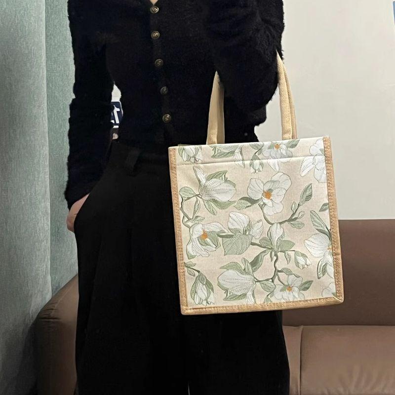 

Холщовая сумка Женская сумка 2025 Новое поступление Большая вместимость Тоуты Рабочая одежда Уличная мода Льняная сумка-тоут Small size [linen PU Yulan Green] zipper
