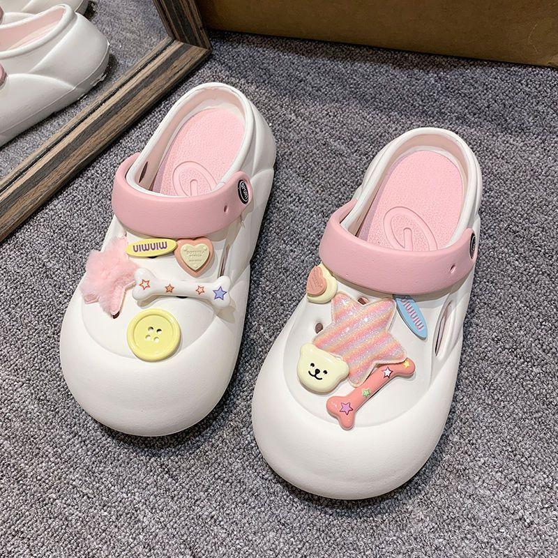 2025 New Versatile Star Platform Hole Shoes for Women In Summer, Small Casual Beach Bag Head Cool Slippers for Women