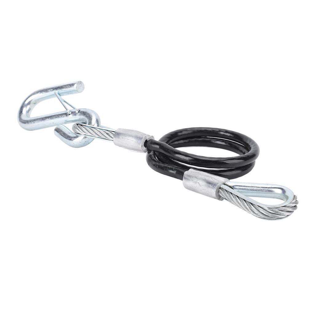 Trailer Safety Towing Cable With S Hook 3500lbs Load Bearing 27.6in Maximum Extension Length Spring Towing Rope For RV