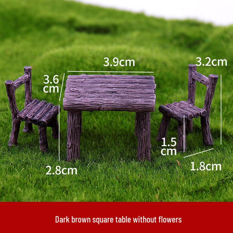 Miniature Park Ornaments: Wooden Stools, Tables, and Succulent Bonsai Accessories for Sand Table Models