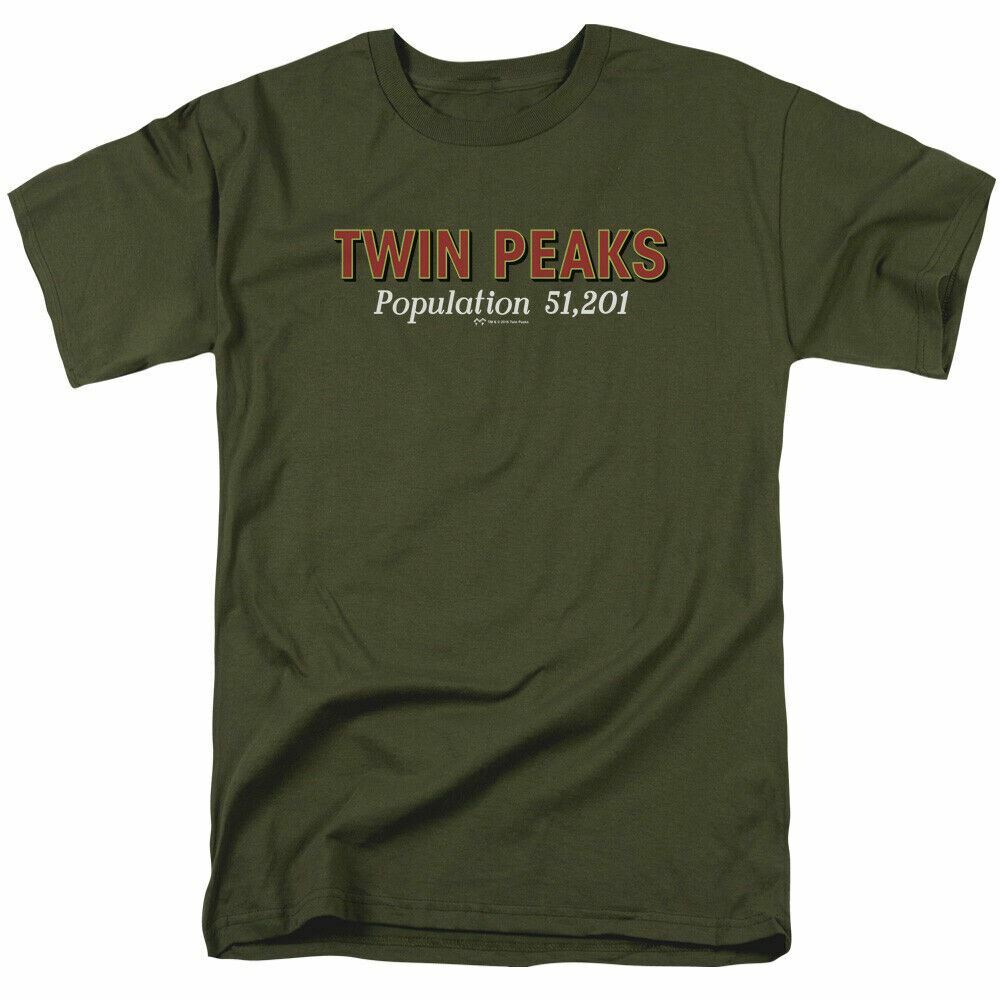 Twin Peaks Population T Shirt Mens Licensed Classic TV Show Military Green XXXL