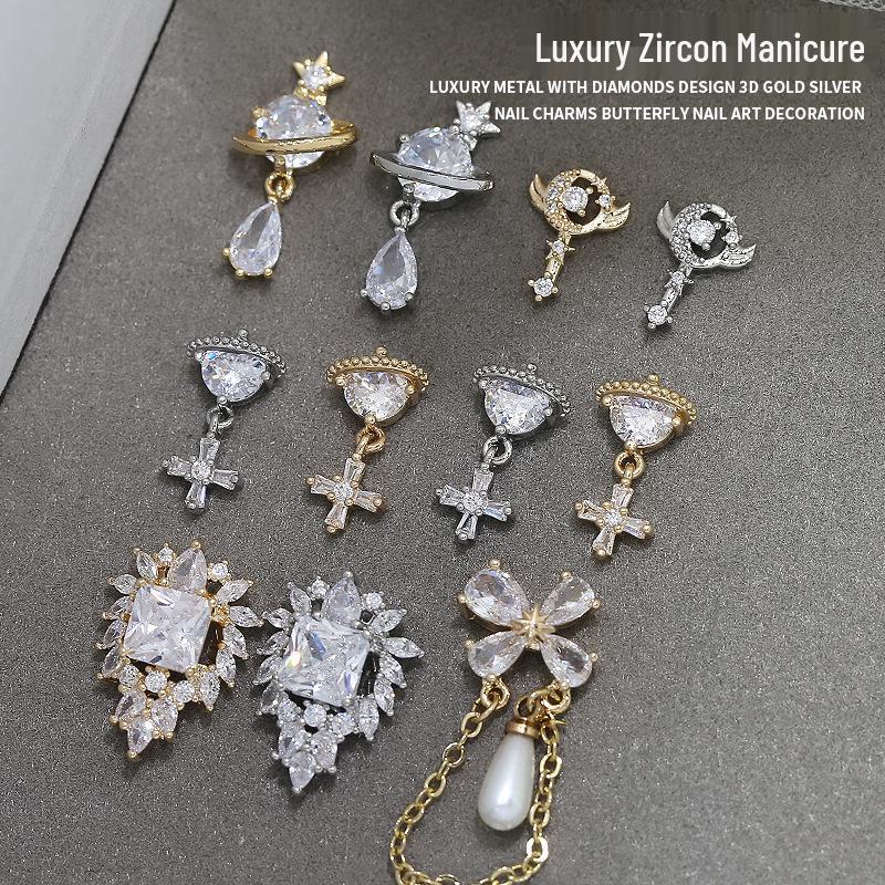 

Xiaohongshu Luxury Nail Jewelry: Zircon Planet Butterfly Pendant Accessories