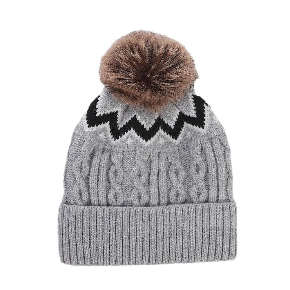 Thickened Knitted Hat with Pompom Winter Hat Warm Warm Cap  Men