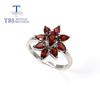 Bolaijewelry New Natural  garnet ring earrings Jewelry Set Simple fashion 925 sterling silver fine jewelry for women