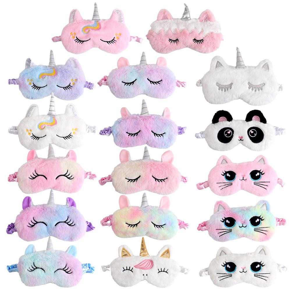 Gradient Plush Unicorn Sleep Mask - Cute, Colorful, Light-Blocking Eye Protector