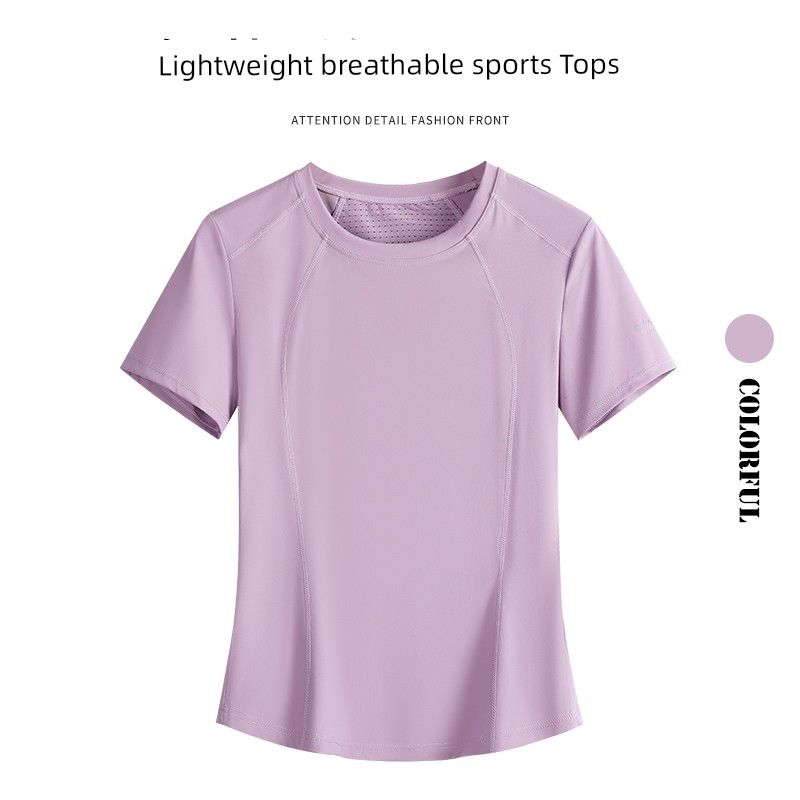 

Профессиональные спортивные топы Женские больших размеров для полных девушек Быстросохнущие для йоги с коротким рукавом Профессиональные для бега Свободные Тонкие для тренировок Топы Purple short sleeve (back MeSH) XL