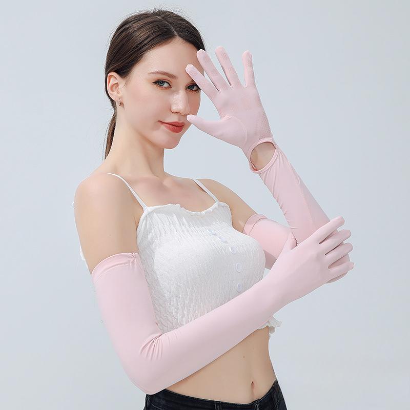 Sonnenschutz-Ärmel Nylon Eis-Ärmel Damen Ultraviolette Strahlen für Sommer-Fahrten und Autofahren Verlängerter Armschutz Integriertes Eis-Seide Dünnes Modell