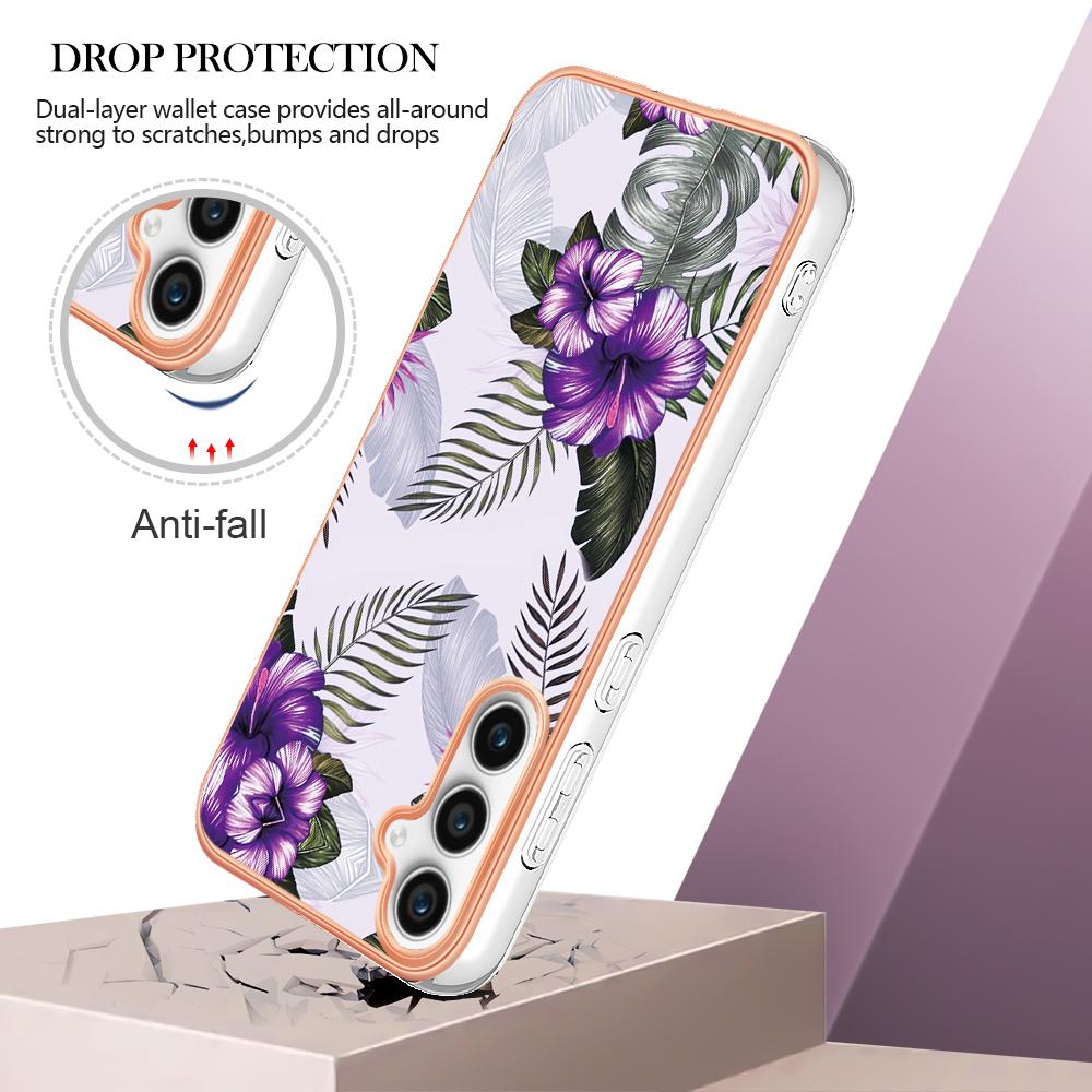

For Samsung Galaxy S24 FE Case with IMD Marble Flower Pattern TPU Mobile Back Cover Milky Way Marble Blue