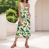 Women's Summer Casual Fashion Floral Print Sleeveless Button Casual Long Dress