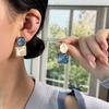New Contrastive Resin Dropper Earrings for Women, Asymmetric Oval Pendant Earrings, Wedding Party, Blue Geometric Jewelry