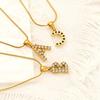 European & American Stainless Steel Diamond Alphabet Pendant Clavicle Chain Necklace for Women
