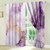 2PC Purple Gold Marble Texture Sheer Curtains - Luxe Modern Stone Print Window Drapes for Living Room Bedroom Decor