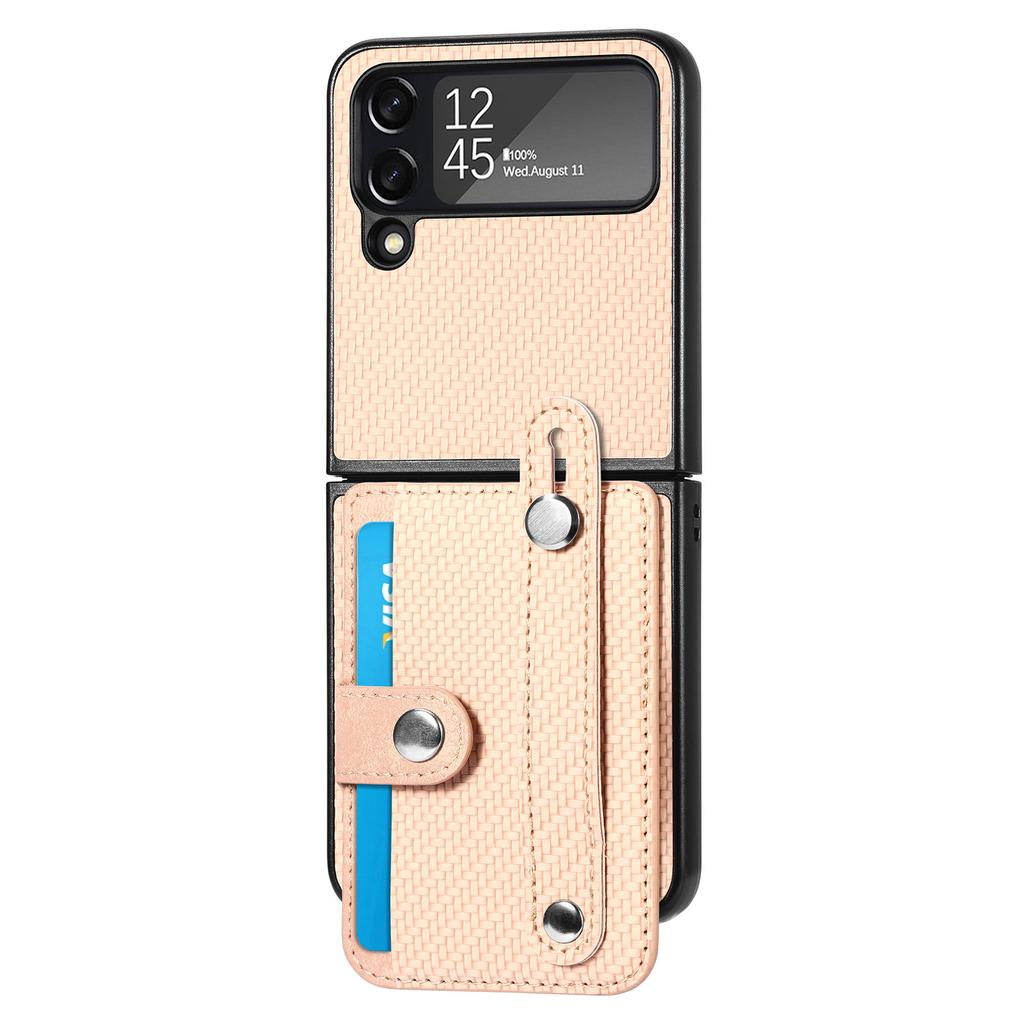 Anti -Dust Carbon Fiber Wallet Case For Samsung Galaxy Z Flip 4 5 5g Flip4 Flip3 Flip5 Flip 3 Zflip5 Shockproof Card Holder