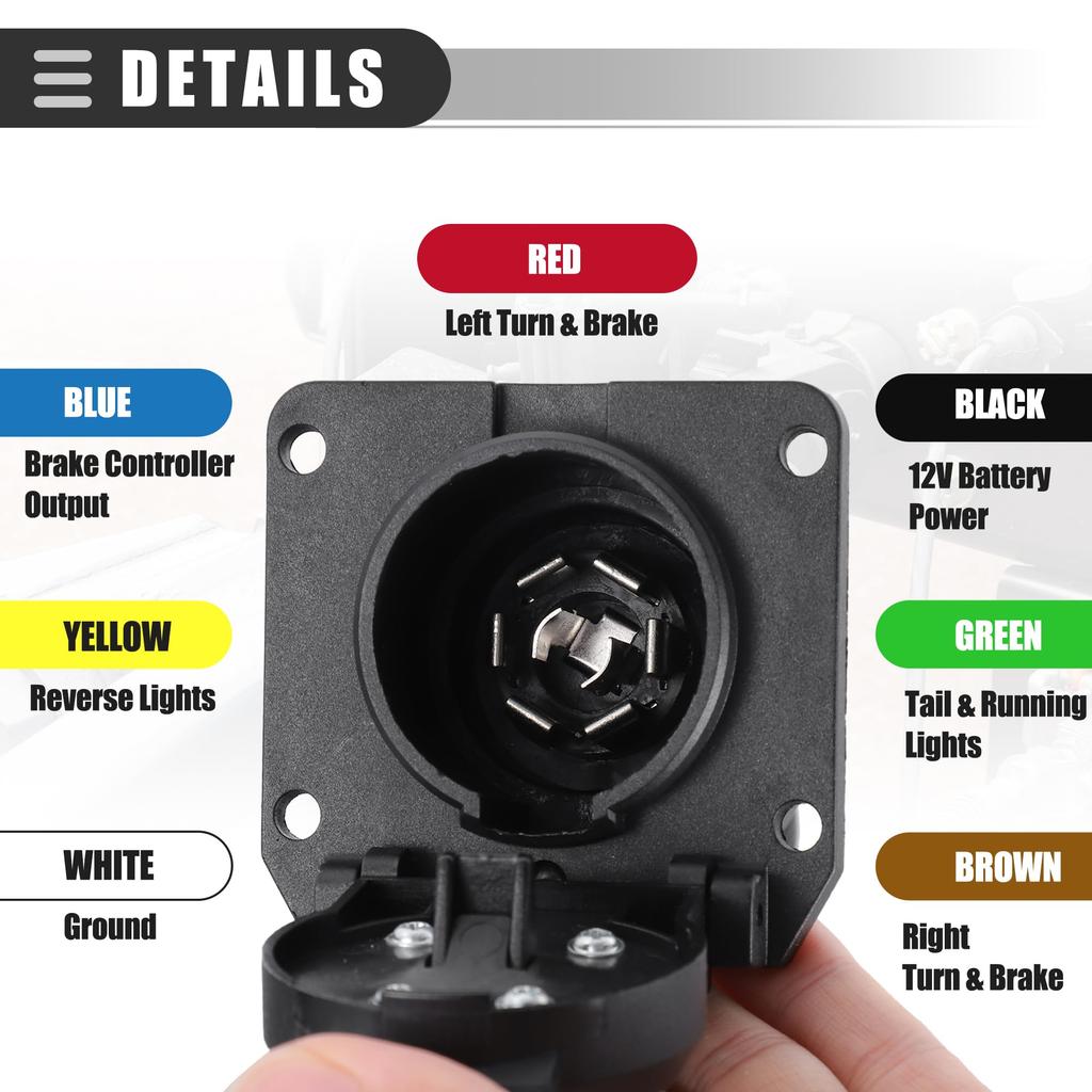 Motoforti 7-Pin Trailer Wiring Harness with Connector for Ford F-250 Super Duty (1999-2001), Plastic, Black, 1 Set